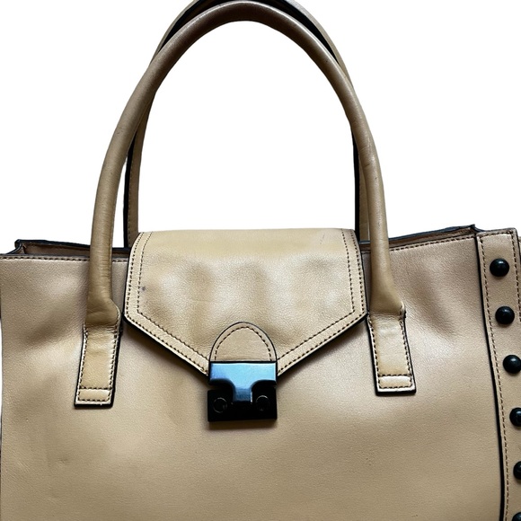 Loeffler Randall Women's Edgy Beige Studded Large Work Tote Purse - Picture 5 of 16